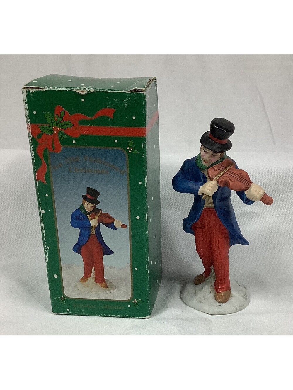 Vintage Russ Berrie An Old Fashioned Christmas Porcelain Man With Violin #9726
